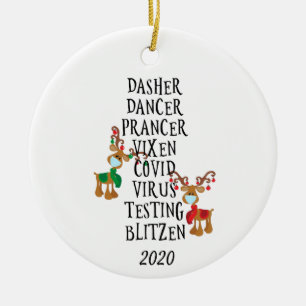 Christmas Funny Reindeer Names Covid 2020 Ceramic Ornament