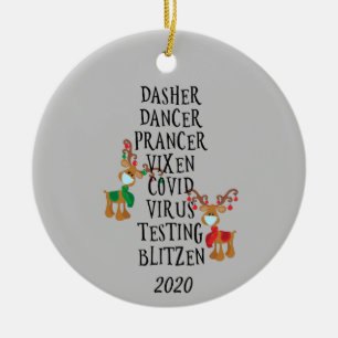 Christmas Funny Reindeer Names Covid 2020 Ceramic Ornament