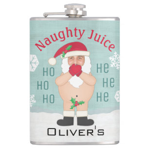 Christmas Funny Santa Custom "Naughty Juice" Hip Flask