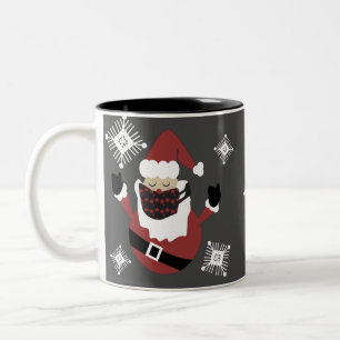 Christmas Funny Santa Face Protected Snowflakes Two-Tone Coffee Mug