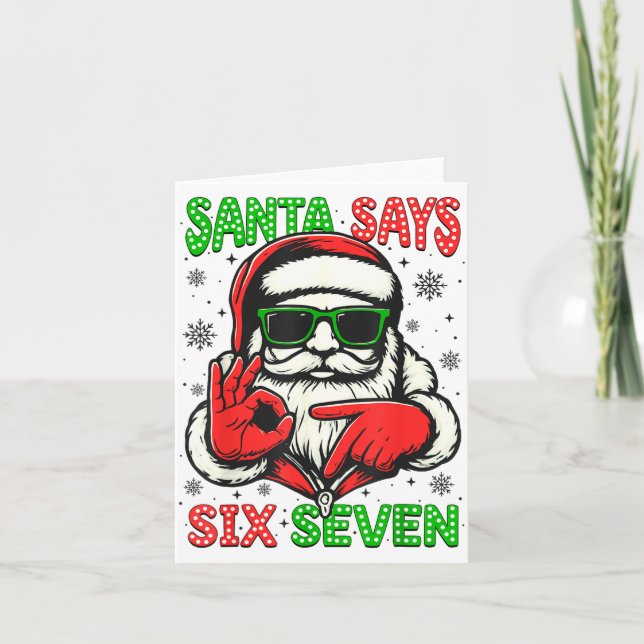 Christmas Funny Santa Says Six Seven 67 Meme Xmas  Card (Front)