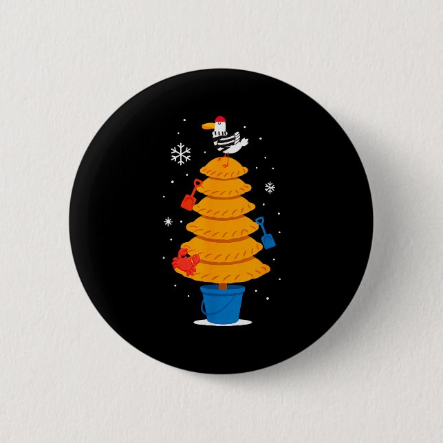 Christmas Funny Seagull Cornish Pasty Holiday Desi 2 Inch Round Button (Front)