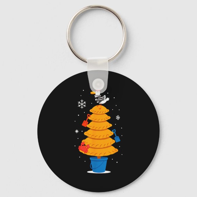 Christmas Funny Seagull Cornish Pasty Holiday Desi Keychain (Front)