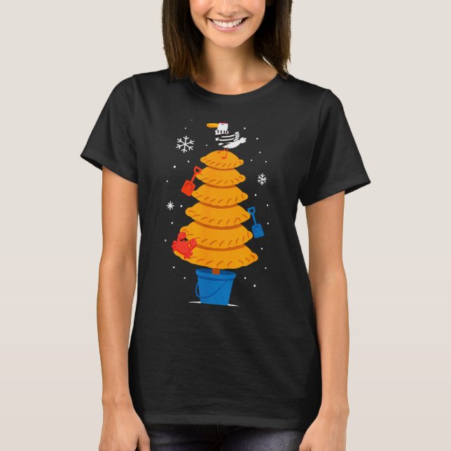 Christmas Funny Seagull Cornish Pasty Holiday Desi T-Shirt (Front)