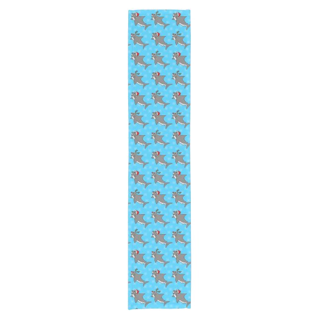 Christmas Funny Shark Pattern Short Table Runner (Front)