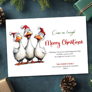 Christmas Funny Silly Geese Cartoon Greeting Card