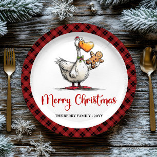 Christmas Funny Silly Goose Cartoon Party Plates 