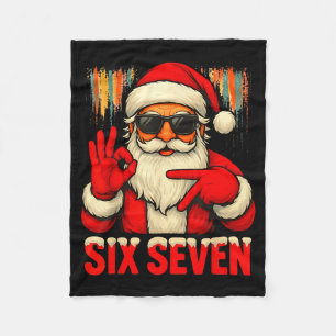 Christmas Funny Six Seven 6 7 Meme Santa Men Boys  Fleece Blanket
