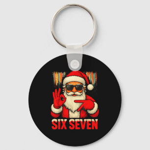 Christmas Funny Six Seven 6 7 Meme Santa Men Boys Keychain