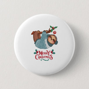 Christmas Funny Sloth! 2 Inch Round Button