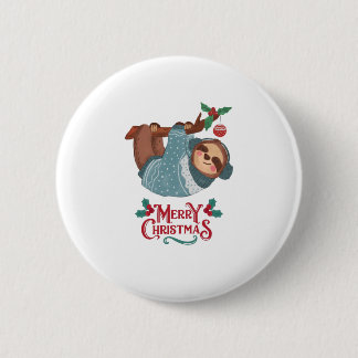 Christmas Funny Sloth! 2 Inch Round Button