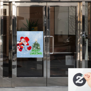 CHRISTMAS FUNNY SNOWMAN Window Cling
