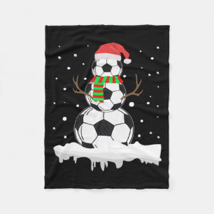 Christmas Funny Soccer Ball Snowman Xmas Sport Fleece Blanket