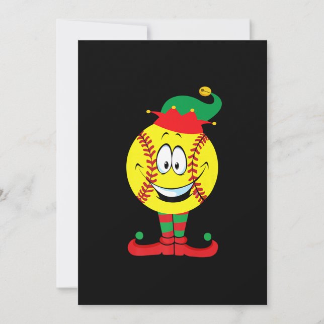 Christmas Funny Softball ELF Xmas Pajama Matching Holiday Card (Front)