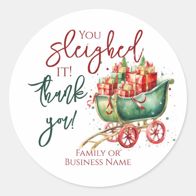 Christmas Funny Thank You Classic Round Sticker (Front)