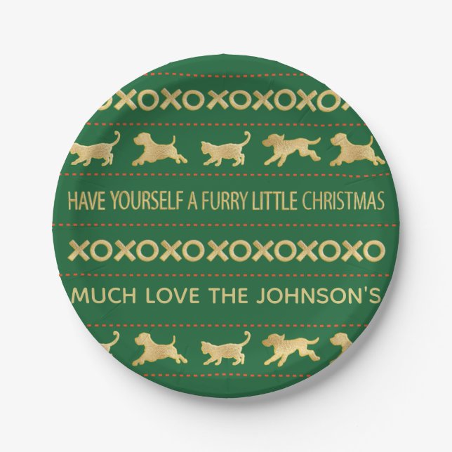 Christmas Furry Little Christmas Paper Plate (Front)