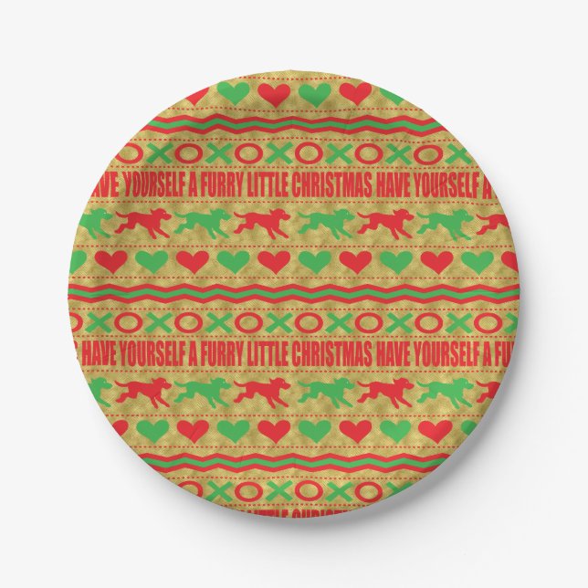 Christmas Furry Little Christmas Paper Plate (Front)