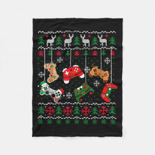 Christmas Game Controller Xmas Ugly Sweater Boys K Fleece Blanket