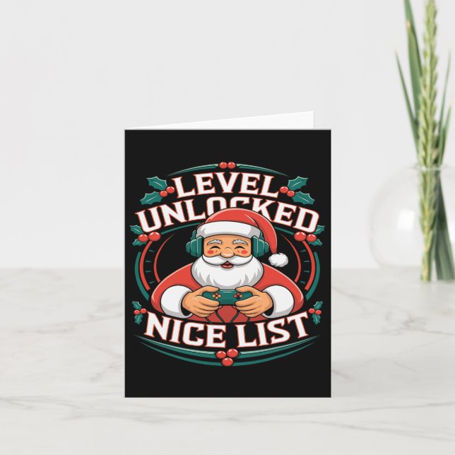 Christmas Gamer Boys Nice List Video Game Santa Xm Card (Front)