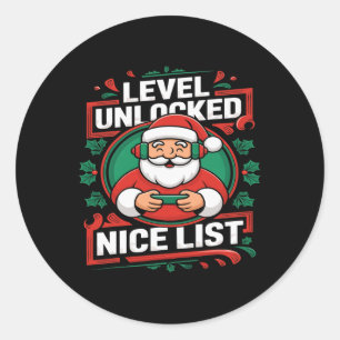 Christmas Gamer Boys Nice List Video Game Santa Xm Classic Round Sticker