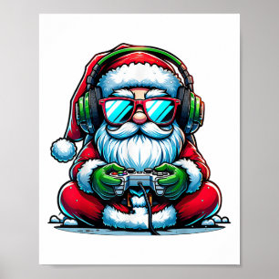 Christmas Gamer Boys Video Game Santa Xmas _1  Poster