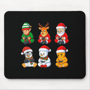 Christmas Gamer Boys Video Games Santa Elf Reindee Mouse Pad