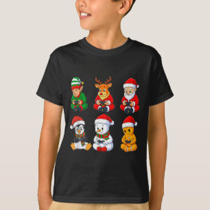 Christmas Gamer Boys Video Games Santa Elf Reindee T-Shirt