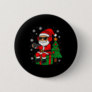 Christmas Gamer Retro Santa Funny Xmas Gaming Men  2 Inch Round Button