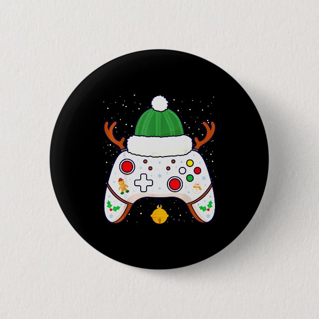 Christmas Gamer Video Game Controller Gamepad  2 Inch Round Button (Front)