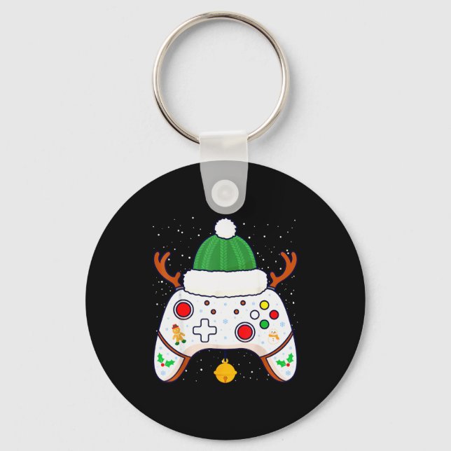 Christmas Gamer Video Game Controller Gamepad  Keychain (Front)