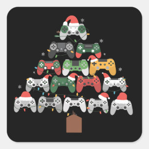 Christmas Gaming Tree Gamers Gamer Xmas Gifts  Square Sticker