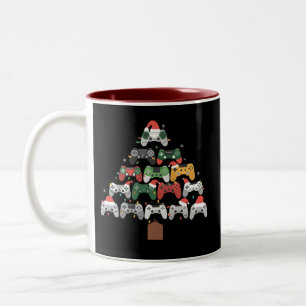 Christmas Gaming Tree Gamers Gamer Xmas Gifts  Two-Tone Coffee Mug