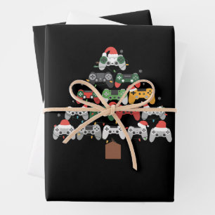 Christmas Gaming Tree Gamers Gamer Xmas Gifts Wrapping Paper Sheet