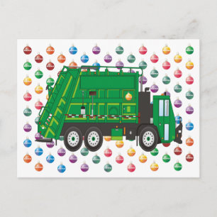Christmas Garbage Truck December Holiday Postcard