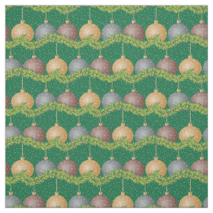 Christmas garland and ornaments holiday pattern fabric