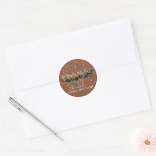 Christmas Garland and Shooting Stars Cherish the Classic Round Sticker