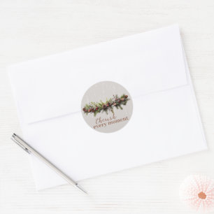 Christmas Garland and Shooting Stars Cherish the Classic Round Sticker