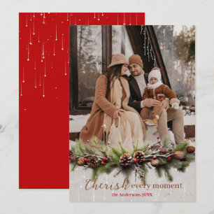 Christmas Garland and Shooting Stars Cherish the Holiday Card