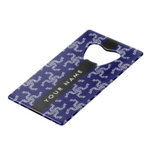 Christmas Garland, Blue, Your name, Personalize Credit Card Bottle Opener