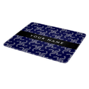 Christmas Garland, Blue, Your name, Personalize Cutting Board