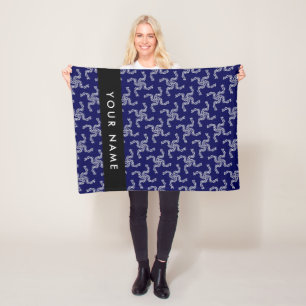 Christmas Garland, Blue, Your name, Personalize Fleece Blanket