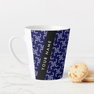 Christmas Garland, Blue, Your name, Personalize Latte Mug