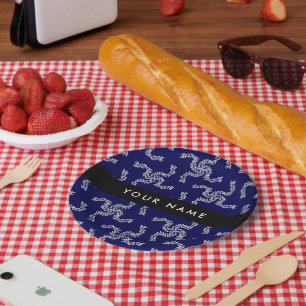 Christmas Garland, Blue, Your name, Personalize Paper Plate