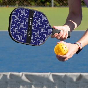 Christmas Garland, Blue, Your name, Personalize Pickleball Paddle