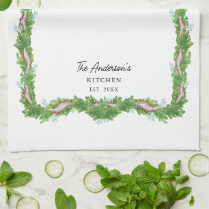 Christmas garland bow Family Kitchen Custom Towel