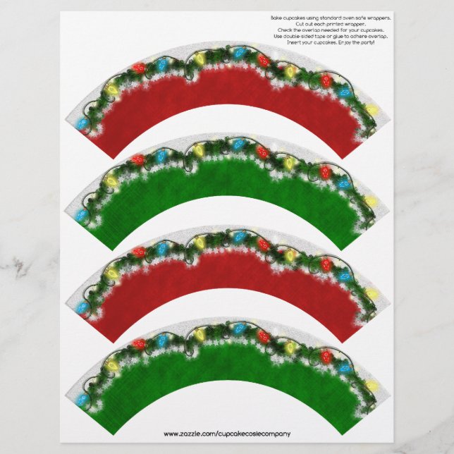 Christmas Garland Cupcake Cosie - RED and GREEN (Front)