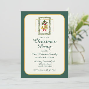 Christmas Garland Dark Green Invitation