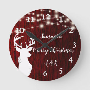 Christmas ,garland, deer head,personalized round clock