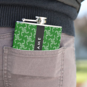 Christmas Garland, Green, Your name, Personalize Hip Flask