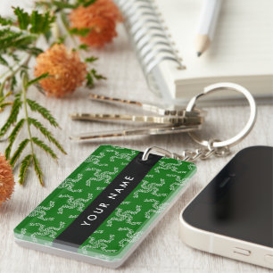 Christmas Garland, Green, Your name, Personalize Keychain